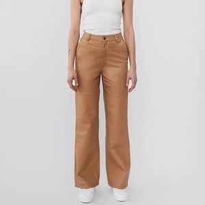 DEADWOOD Flynn Recycled Leather Wide Leg Pants - Tan‎